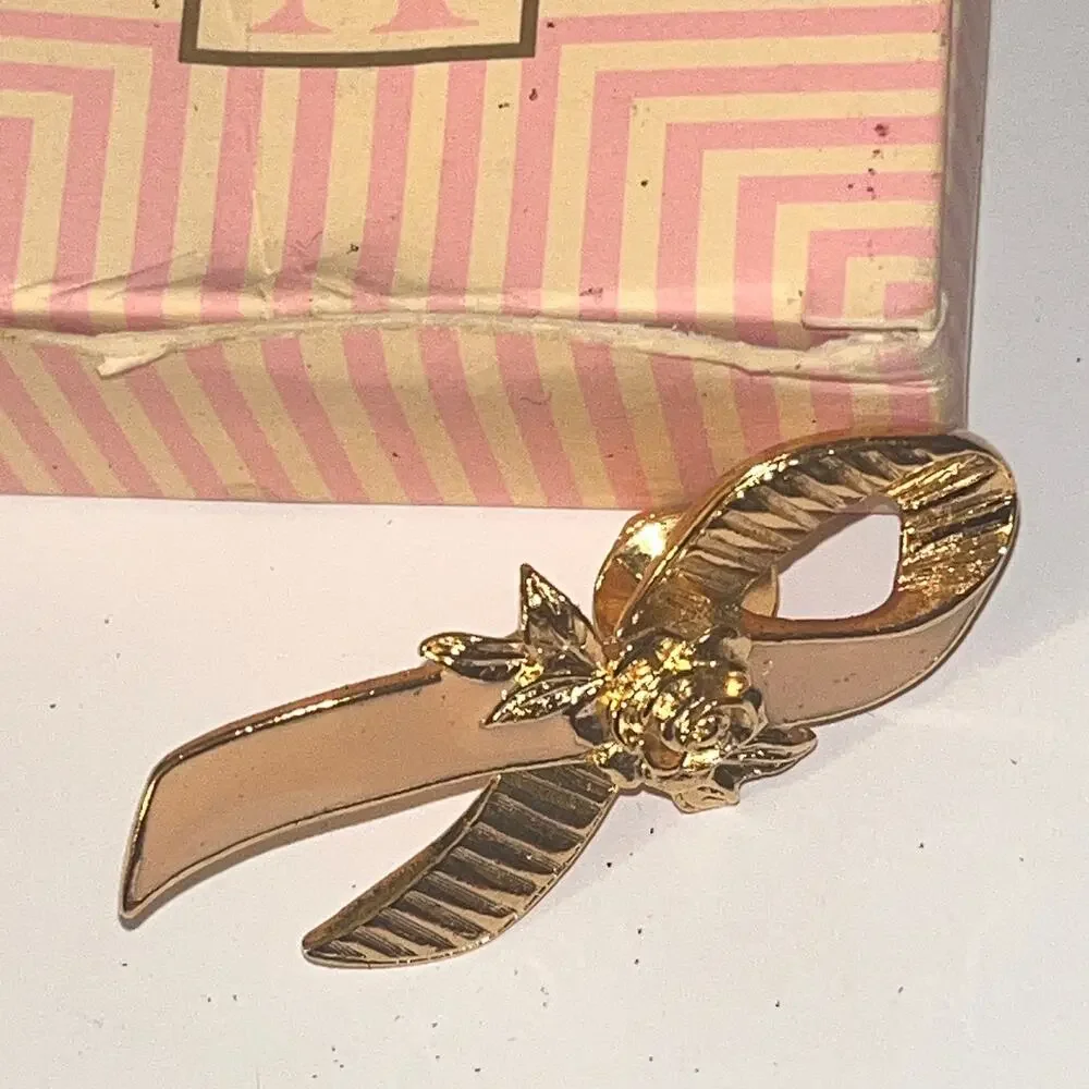 Avon Pink Ribbon Vintage Lapel Pin Tie Tack Brooch - Cancer Cause Awareness Pin